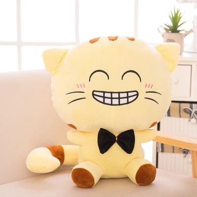 China wholesale cute plushie animal custom soft stuffed plush doll sleeping cat plush toy mini big yellow white hugging plush toy for sale