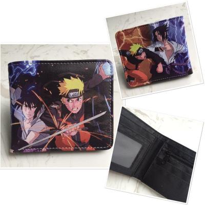 China New Popular Designed Waterproof Cartoon Narutos Cosplay PU Folding Purse Anime Unisex Wallet for sale