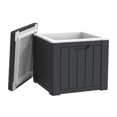 China 37L / 9.8 Gal Cheap Plastic Outdoor Furniture Sustainable Wood Grain Small Square Ice Cool Box for sale