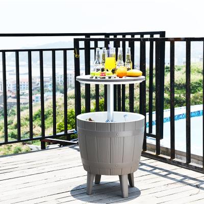 China Wholesale Viable Waterproof Ice Cooler Stool and Coffee Table 37 L/9.8 Gal Outdoor Furniture Wooden Grain for sale