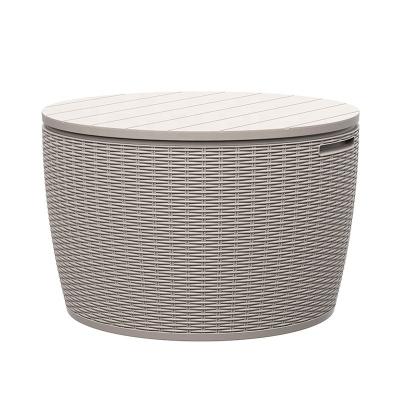 China Sustainable Outdoor Resin Round Deck Rattan Box Plastic For Patio Storage for sale