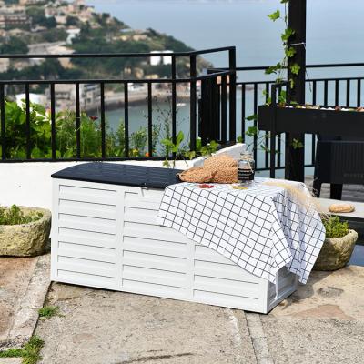 China Sustainable Garden Bench 260L Waterproof Deck Box Outdoor Plastic Storage Box for sale