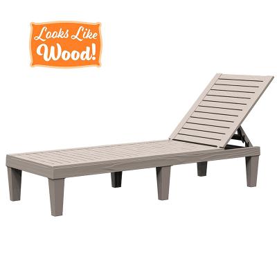 China Outdoor UV Waterproof Folding Wood Grain Folding Bed Adjustable Plastic Sun Resistance Sofa for sale