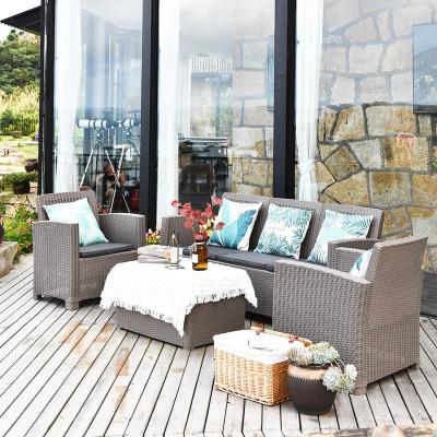 China All Weather Outdoor Cheap Furniture 5-Seater Patio Furniture Set Modern Rattan Outdoor Garden Sofa for sale