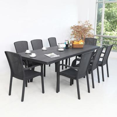 China Extendable Garden Dining Table Set Weather-protecting Plastic Modern Frozen Outdoor Cafe Dinner for sale