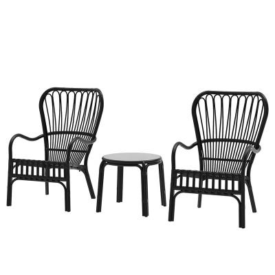 China Modern Plastic Rattan Chair Patio Bistros Furniture Outdoor Wicker Relax Bamboo Balcony Set for sale