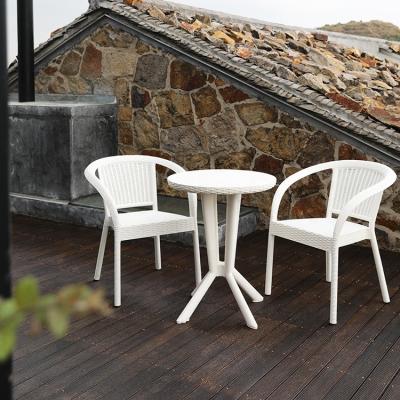 China Traditional Plastic Rattan Garden Patio Cafe Chair Outdoor Balcony Furniture Set for sale