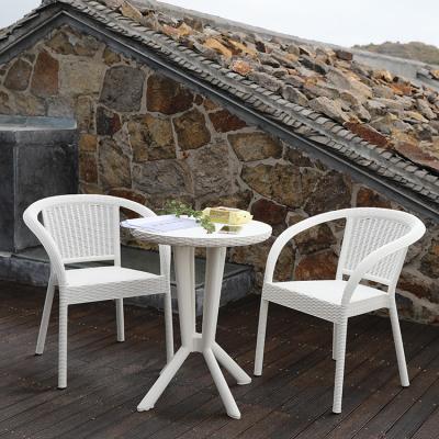 China Water Proof\Weather Resistant High Quality Outdoor Plastic Rattan Furniture 3pcs Chair Set With Small Table for sale