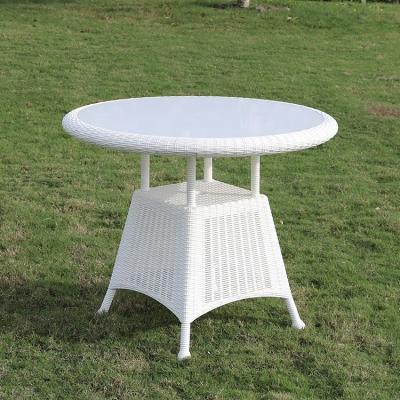 China Cheap Weather-protection Outdoor Furniture Rattan Glass Patio Around Garden Coffee Table for sale