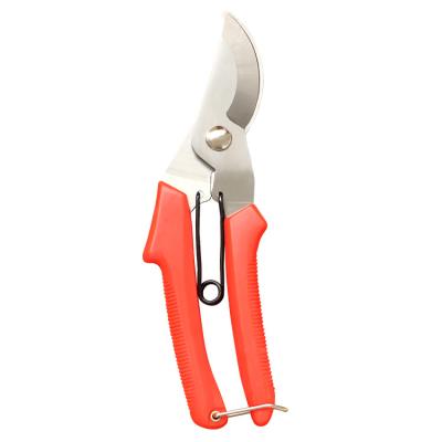 China Elbow Pruning Shear-Red Handle Plastic Pruning Curved Tipstainless Steel Garden Scissors J0418 for sale