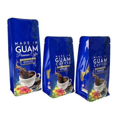 China Custom Plastic Zip Lock Coffee Bean Packaging Moisture Proof Bag Stand Up Flat Bottom Pouch With Valve for sale