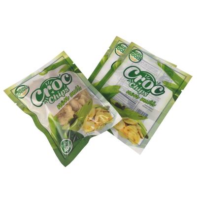 China Food Heat Sealing Transparent Three Side Seal Pouch Banana Chips Food Packaging Bag for sale