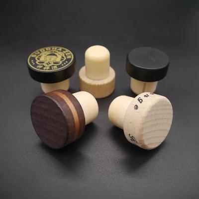 China Wholesale Non-Refillable Custom Logot-shape Synthetic Wine Cork For Vodka Tequila Whiskey Bottle With Wooden Cap Wine Cap Cork for sale