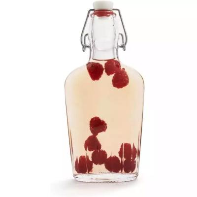 China Best Selling 8.5oz Beverage Glass Package Flask Set Glass Wine Bottle 4 With White Cap And Airtight Seal for sale