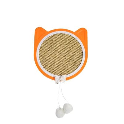 China High Quality Viable Cat Head Shaped Plastic Cat Scratch Board With Sisal Mat For Cat Claw Grinder for sale