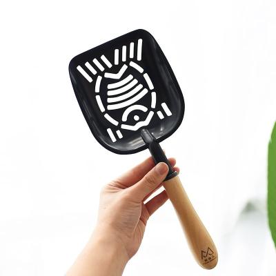 China Sustainable High Quality Easy To Clean Cat Litter Shovel Wooden Handle Fish Train Cat Toilet Cat Supplies for sale