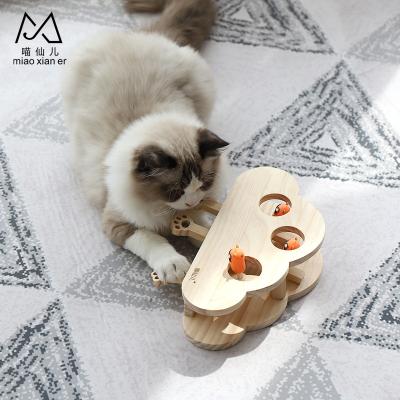 China Viable Beat-a-mole Interactive Cloud Toys Pet Miaoxianer Wooden Game Box With Balls Wholesale Cat Toys for sale