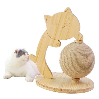 China Hot Selling Sisal Viable Cat Toys Cat Scratching Ball Wooden Frame Cat Scratcher From MIAOXIANER for sale