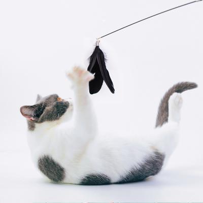 China Viable Hot Selling Interactive Cat Toys Scalable Cat Teaser Feather Stick for sale