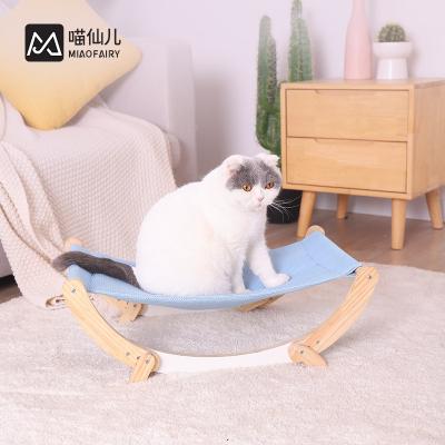 China Breathable Four Seasons Pet Hammock High Quality Swing Bed Wooden Washable Removable Pet Bed for sale