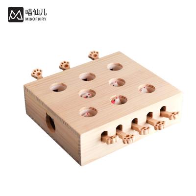 China FUNNY Pet Stocked Interactive Cute Beat Wooden Pet Toys One s Mole Game Jumping Mouse Wooden Toy for sale