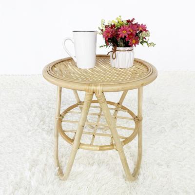 China Eco-friendly Natural Sustainable Rattan Side Table Handwork Coffee Tea Table Round Rattan Furniture Living Room Decor for sale