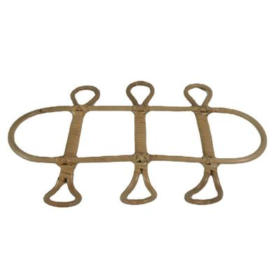 China Durable Woven Rattan Wall Hooks Clothes Hat Hook Hanger Hanging Clothing Racks Coat Hooks for sale