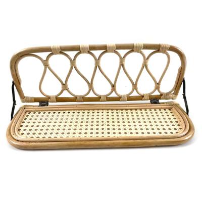 China Sustainable Handmade Rattan Woven Wall Shelf Rattan Hanging Mounting Storage Shelf for sale