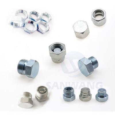 China Hydraulic Hose Fittings Hydraulic Hose End Fitting Parts Hose Socket Zinc Plating PF Threaded Hex Ferrule Sockets for sale