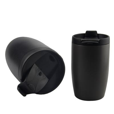 China Durable Press 300ML Matte Double Wall Stainless Steel Vacuum Custom Black Coffee Mug for sale