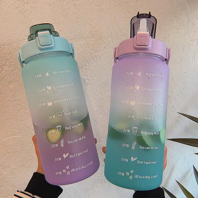 China Viable In Stock Bpa Free Plastic Great Sport Motivational Liters Of 2 2000 Ml GYM Water Bottles With Time Marker for sale