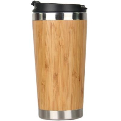 China Sustainable Factory Directly 14oz Double Wall Stainless Steel Coffee Mug Logo Bamboo Travel Mugs Custom Made for sale