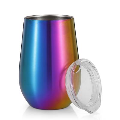 China Sustainable Double-Wall Vacuum Insulated Stainless Steel Wine Tumbler Stealth Wine Coffee Beer Mug With Lid for sale