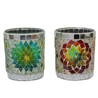 China Amazon's best-selling stained glass home decoration candlestick. Adopt electroplating and internal jet technology for sale