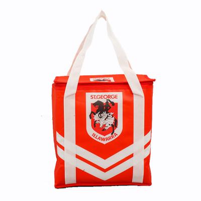 China Custom Eco-Friendly Offset Printing Non Woven Fabric Folding Silver Foil Cooler Insulated Bags With Zip Closure for sale