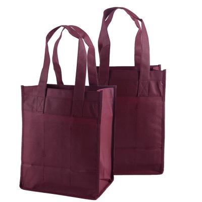 China Custom Eco Friendly Non Woven Wine Handled Bags Shopping Bags Tote For Shopping Grocery Food Custom Delivery for sale