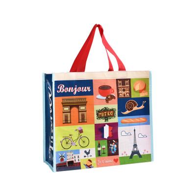 China Customized Handled Printing Extra Large Reusable Reusable Shopping Tote Bag Laminated PP Woven Bag for sale