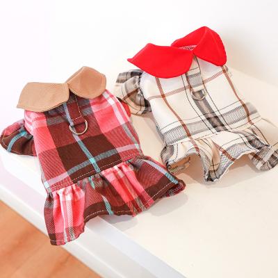 China Stocked Clothes Pour Pet Puppy Dog Summer Cloth Plaid Dog Dress Clothes for sale