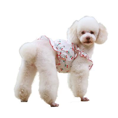 China Cool Stocked Bridle Gauze Puppy Teddy Skirt Clothes Sexy Summer Dog Dress Bow Cute Pet Clothes for sale