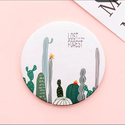 China Minimalist Print Mini Mirror Mini Round Cheap Cute Makeup Pocket Mirror Small For Promotional for sale