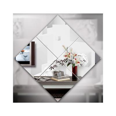 China Hot sale minimalist simple square frameless splicing wall silver mirror for hotel home interior decoration for sale