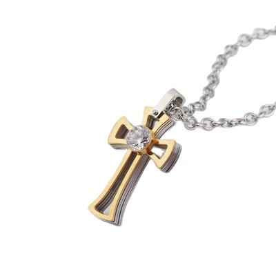 China CLASSIC cross jewelry stainless steel pendantThe pendant on the cross is gold plated jewelry rotatable customizable pendant for sale