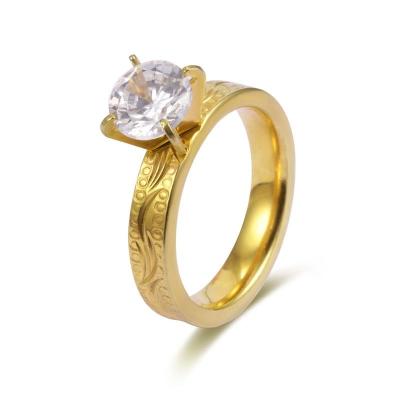 China CLASSIC Gold Plated Jewelry Stainless Steel Ring Fashion Couples Ring Women Accessories Crystals Healing Stones Diamond Diamond Jewelry for sale