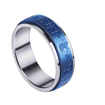 China Wholesale CLASSIC Blue Rotating Ring Stainless Steel Ring Shaman Manufacturers Buddhist Ornaments for sale