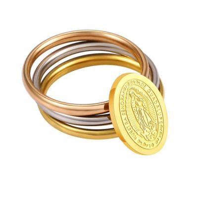 China Wholesale Three-color Virgin Mary Ring Gold Ring Stainless Steel Jewelry Stainless Steel Ring From Christian Manufacturers for sale