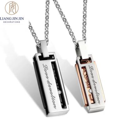 China Manufacturers Wholesale Diamond Rectangle CLASSIC LOVE Stainless Steel Fashion Pendant Pendant For Lovers for sale