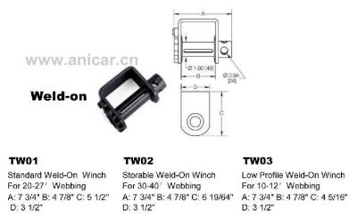 China Standard TW01 AUTO Weld-on winch for truck strap for sale