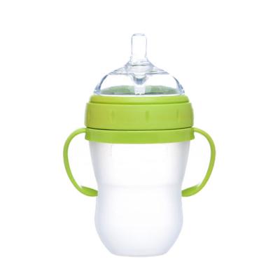 China Super Wide Neck Silicone Baby Feeding Bottles New Arrival BPA BPA Silicone Free Collapsible Filter Free Water Bottle Hands Free for sale