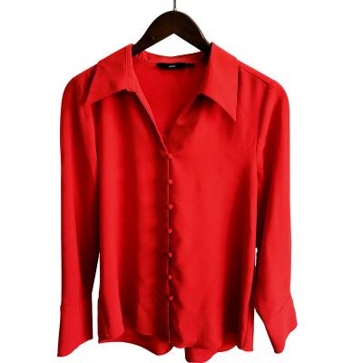 China Eason Manufacture Offer Red Color Women's Shirts Anti-wrinkle Long Sleeve Spring Formal Summer Solid Top For Ladies for sale