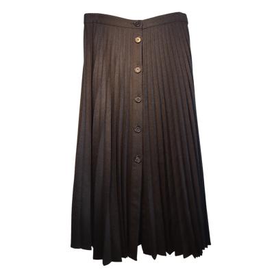 China Breathable Apparel Manufacturer Autumn High Waisted Mid Length Skirt Pleated Single Row Button Down Knit Women's Skirt for sale